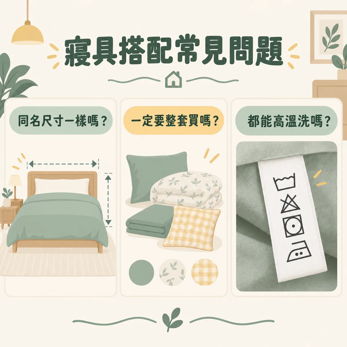 寢具尺寸整套購買與高溫清洗的常見問題