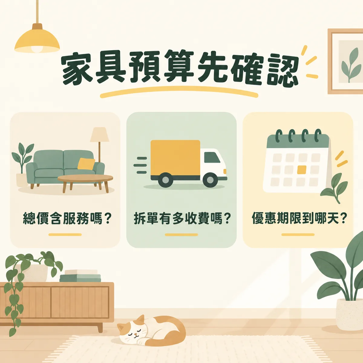 家具預算總價拆單及優惠期限三項常見問題