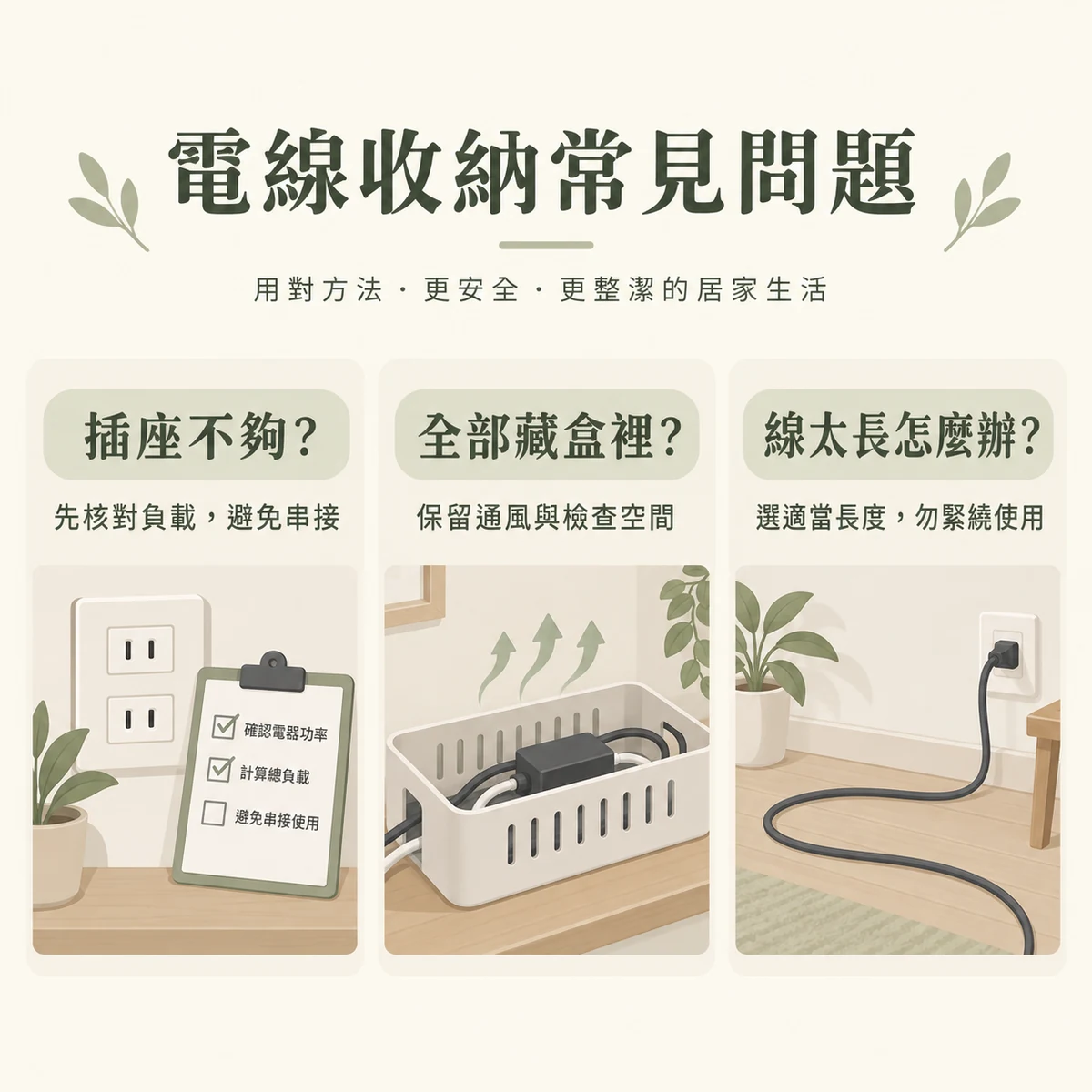 電線收納插座負載通風與適當線長的常見問題