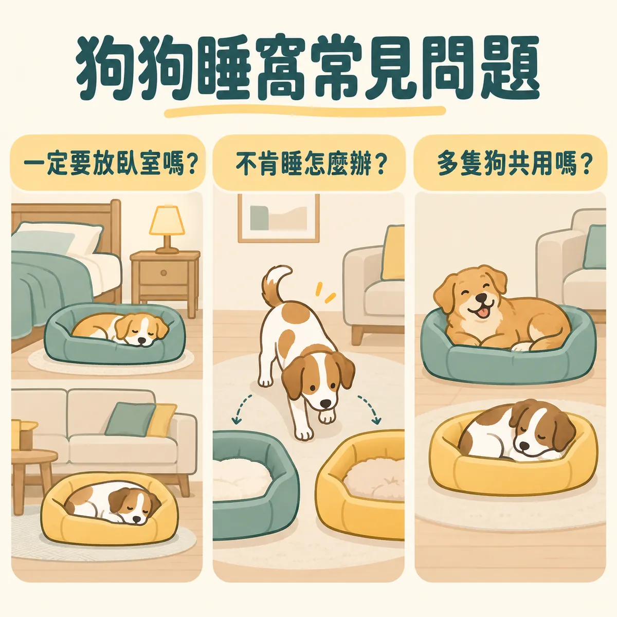 狗狗睡窩放置房間自願使用與多犬休息空間常見問題