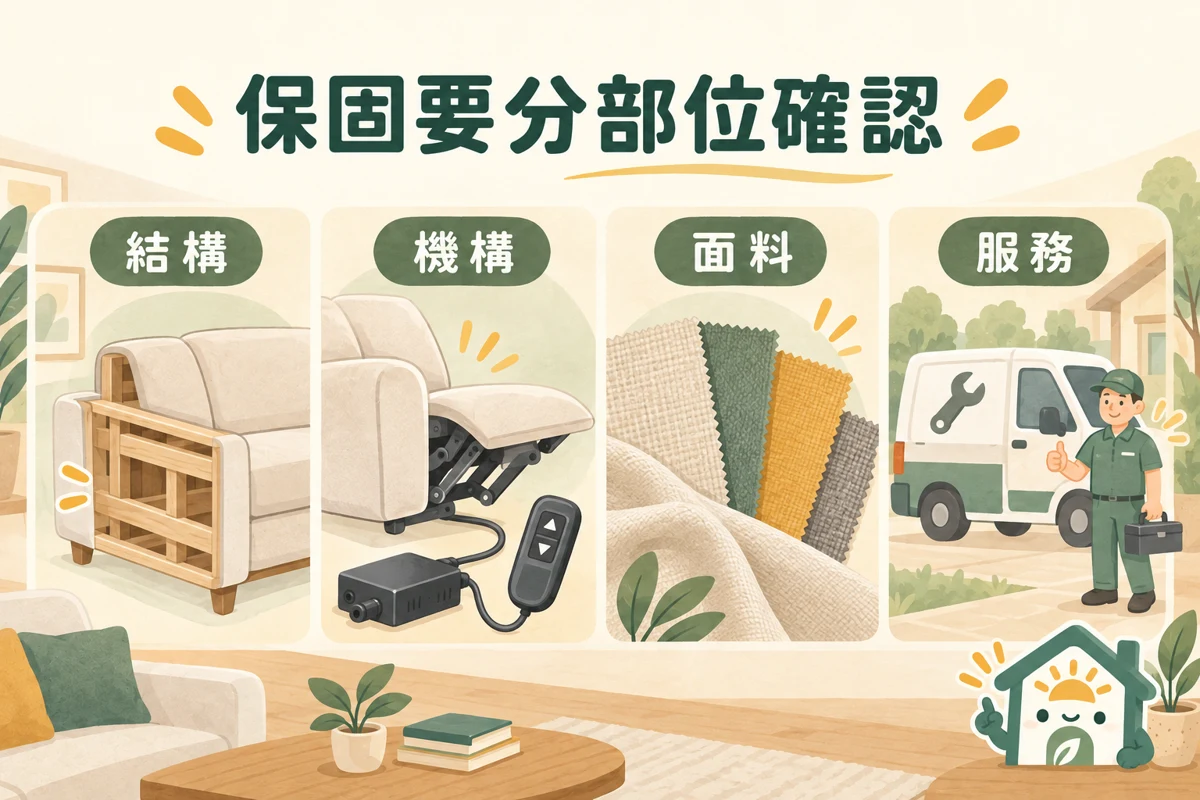 結構、電動機構、面料與到府服務分項核對示意