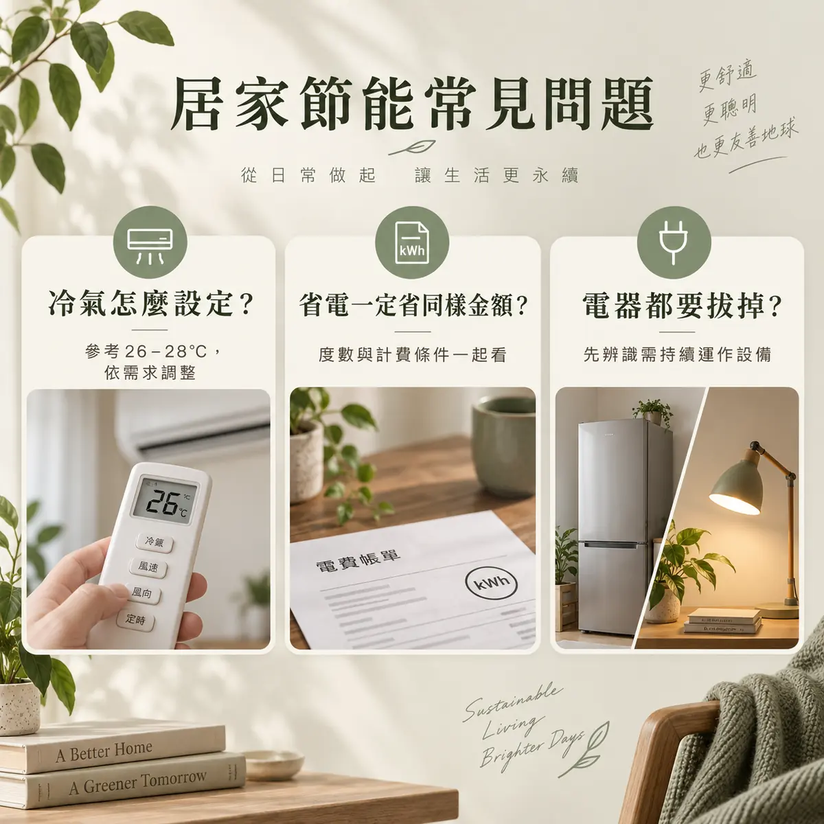 居家節能冷氣設定計費條件與持續運作設備的問答