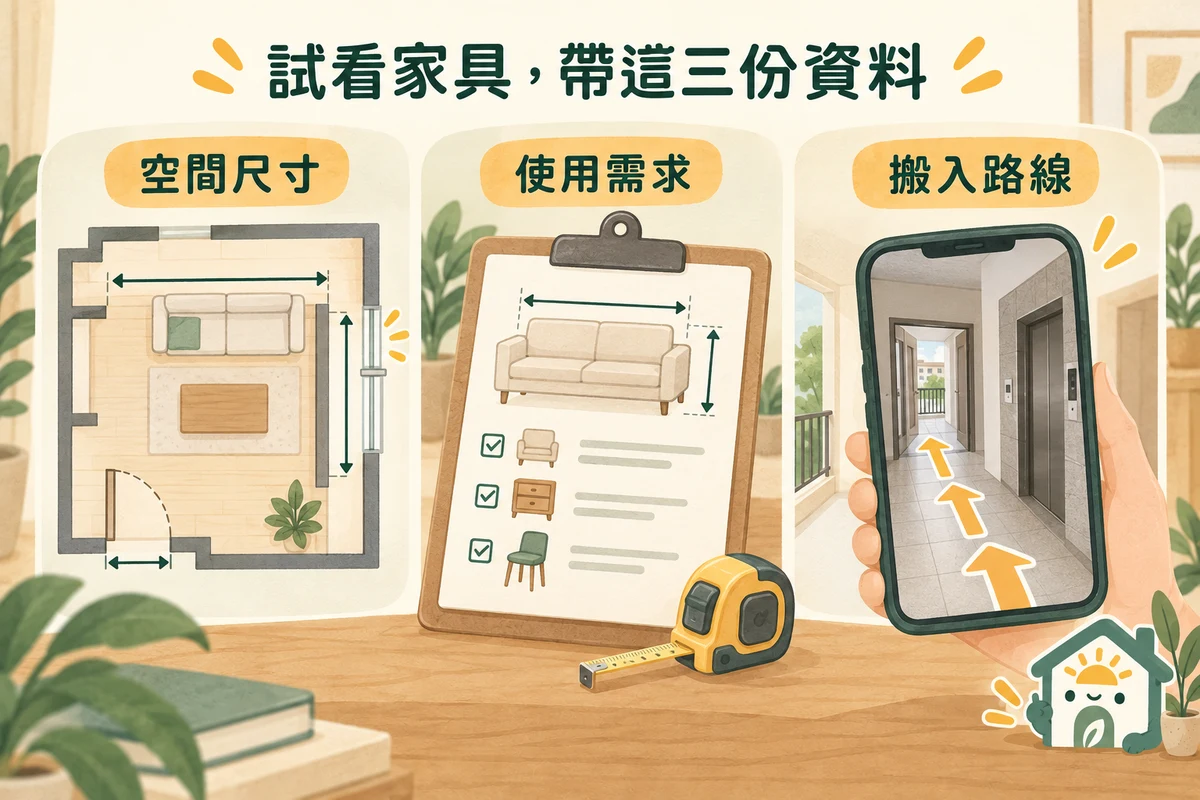 到家具門市前準備空間尺寸使用需求與搬入路線