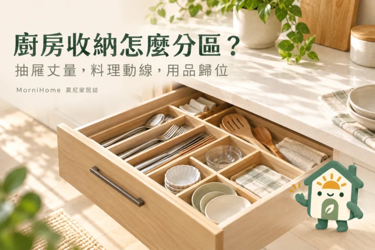 廚房收納怎麼分區?抽屜丈量、料理動線與用品歸位完整指南