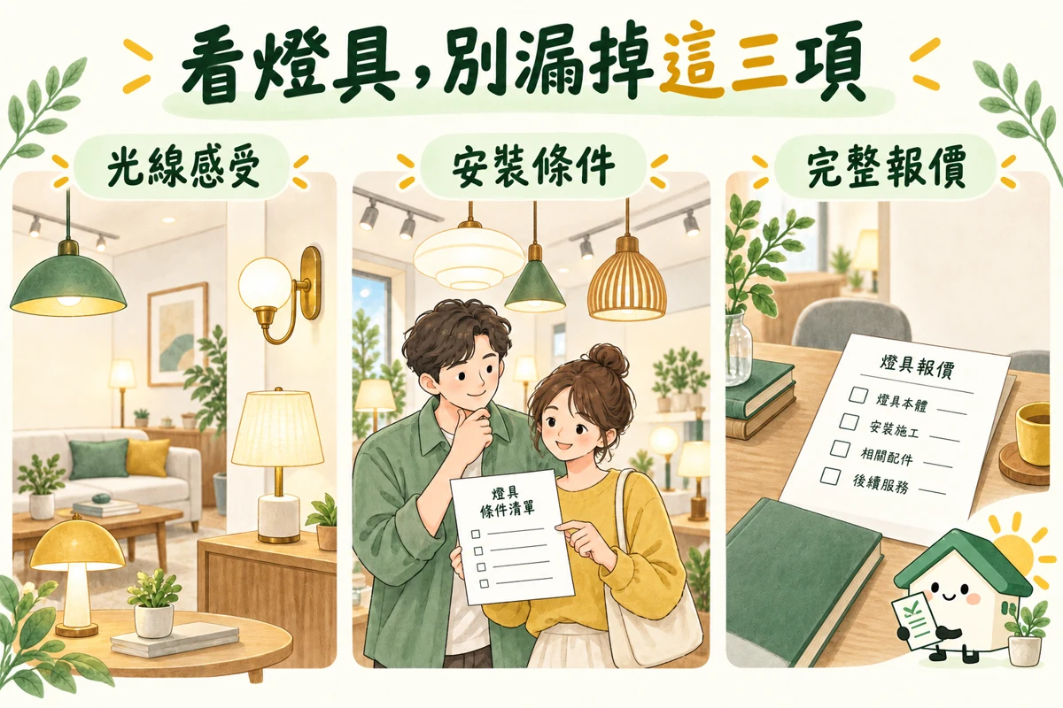 燈具光線感受、安裝條件與報價核對的三格圖解