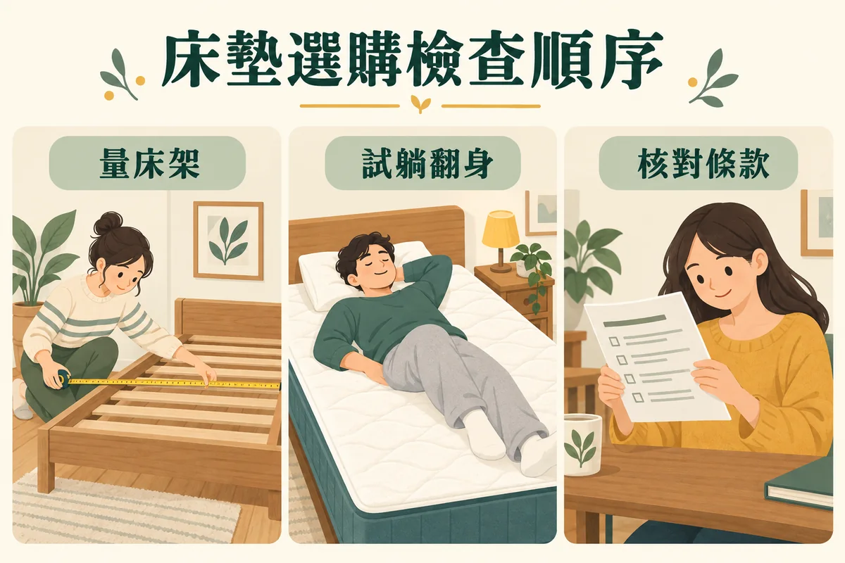 床墊量床架試躺翻身與核對條款三步驟