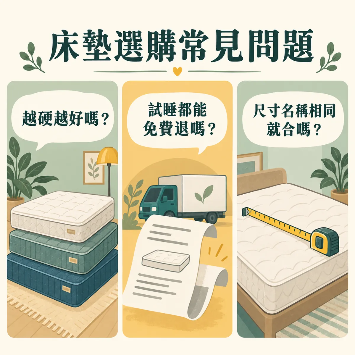 床墊硬度試睡費用與尺寸名稱的常見問題