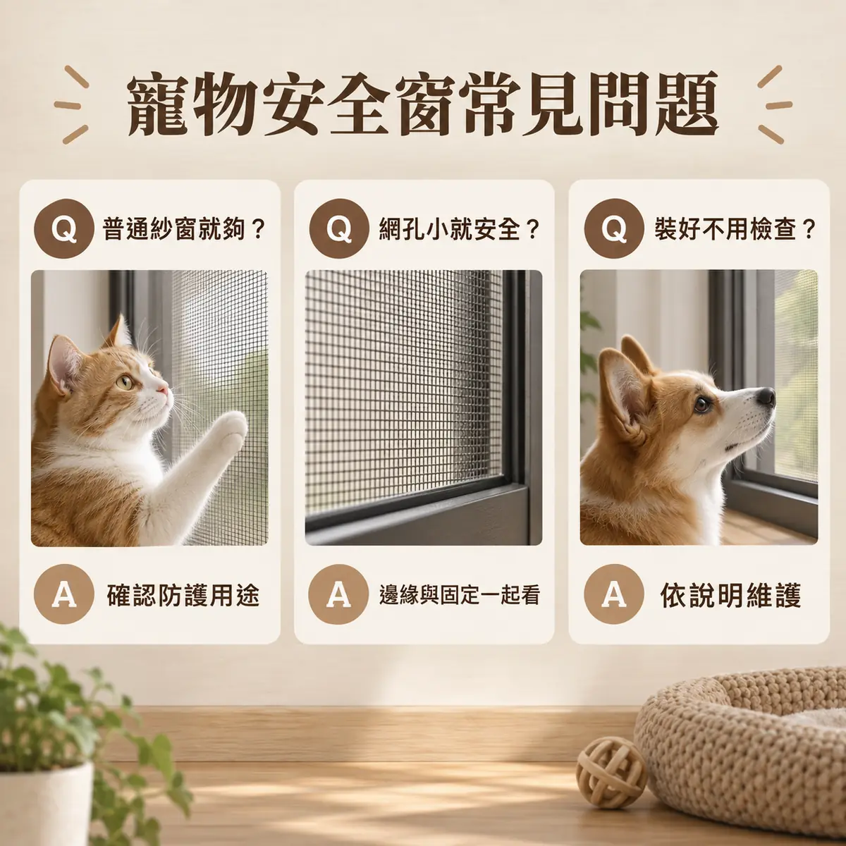 一般紗窗、網孔大小與維護需求的常見問題