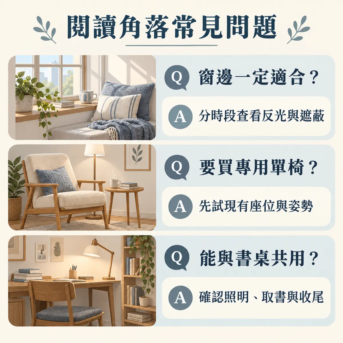 窗邊閱讀專用單椅與書桌共用的三項常見問題