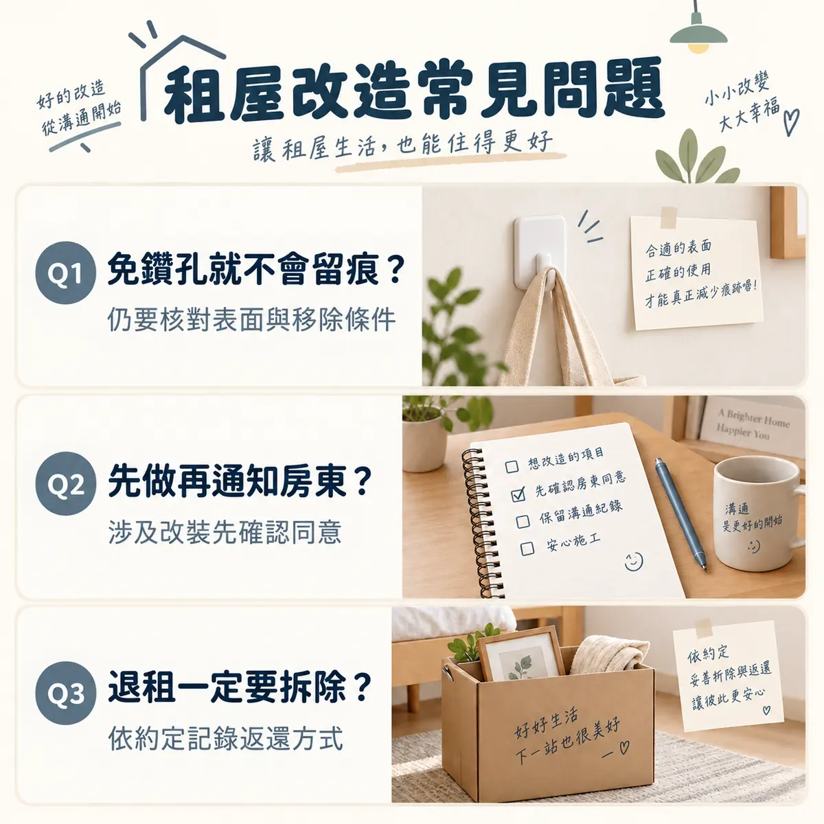 租屋改造免鑽孔房東同意與退租返還的常見問題