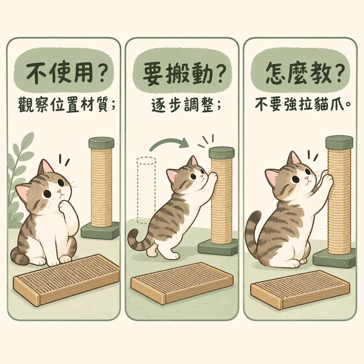 貓抓板擺放三項常見問題與檢查重點