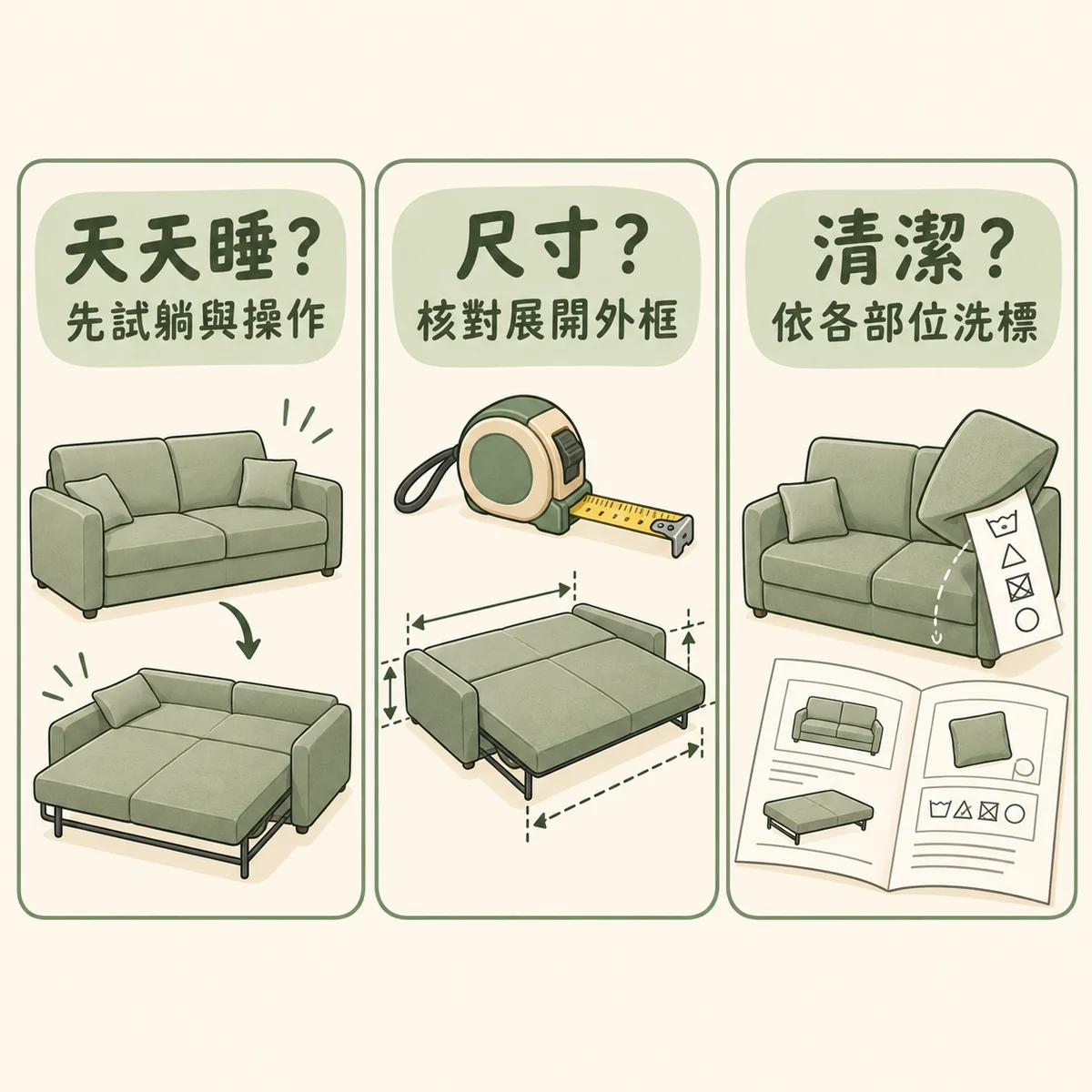 沙發床三項常見問題與檢查重點