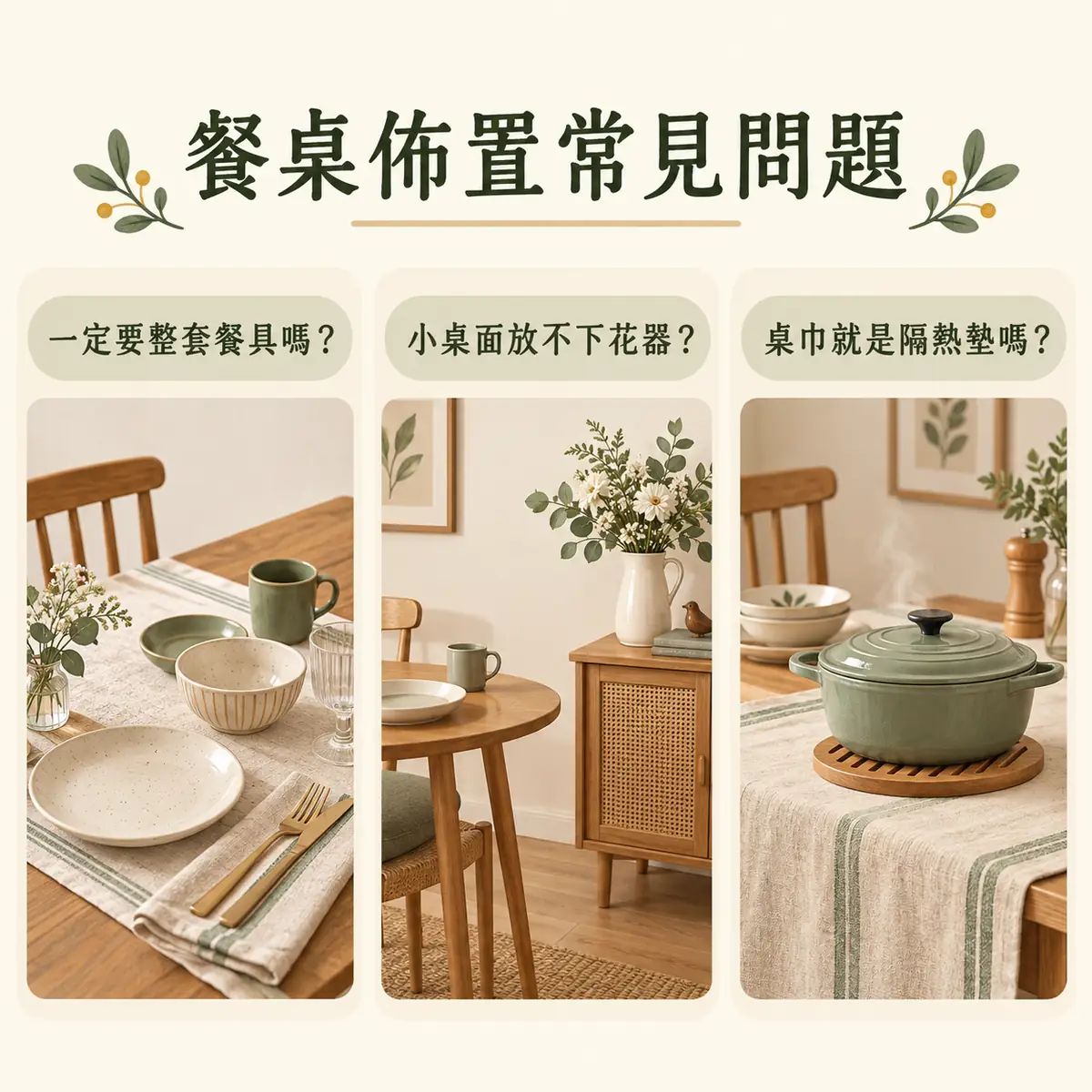 餐具整套購買小桌面花器與隔熱墊常見問題