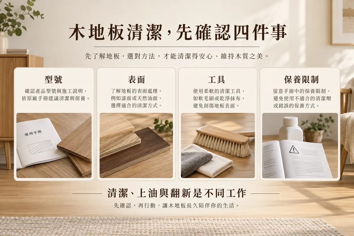 木地板型號表面工具與保養限制四項核對圖
