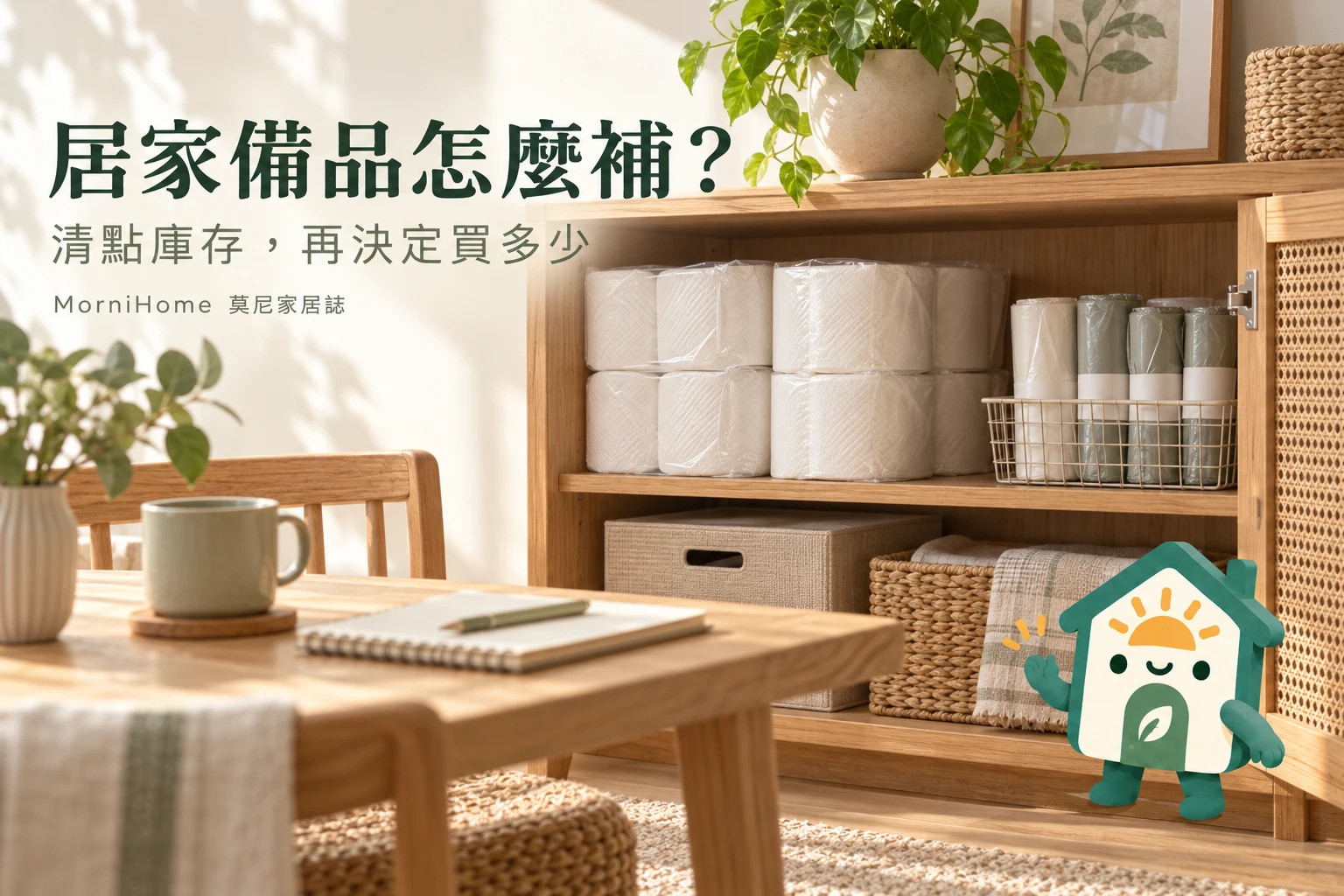 居家備品怎麼補?:清點庫存,再決定買多少,生成攝影風格情境示意