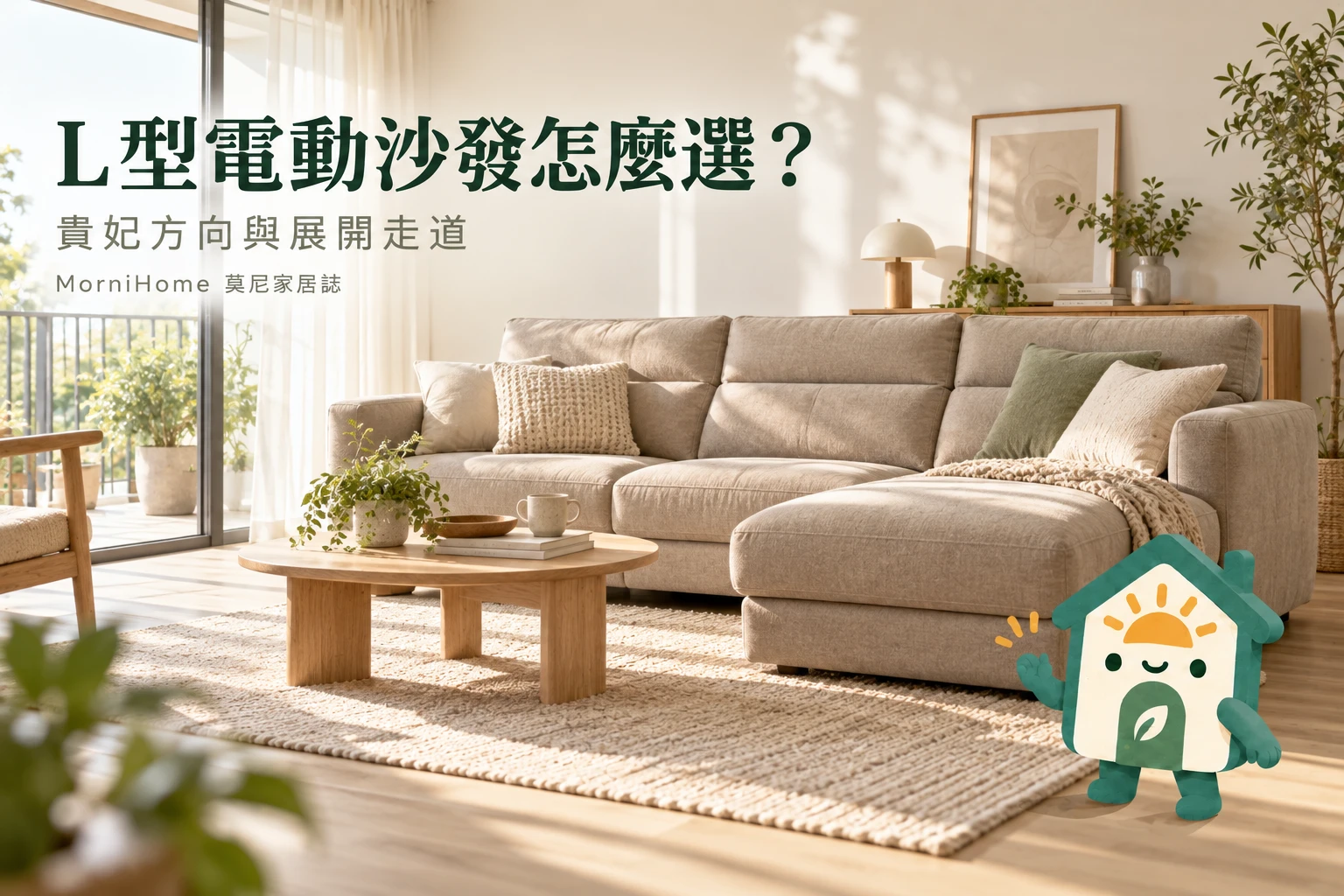 L型電動沙發怎麼選？：貴妃方向與展開走道，攝影風格情境示意