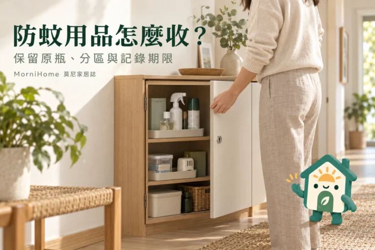 防蚊用品收納怎麼做？原瓶、期限與親子寵物家庭的分區方法
