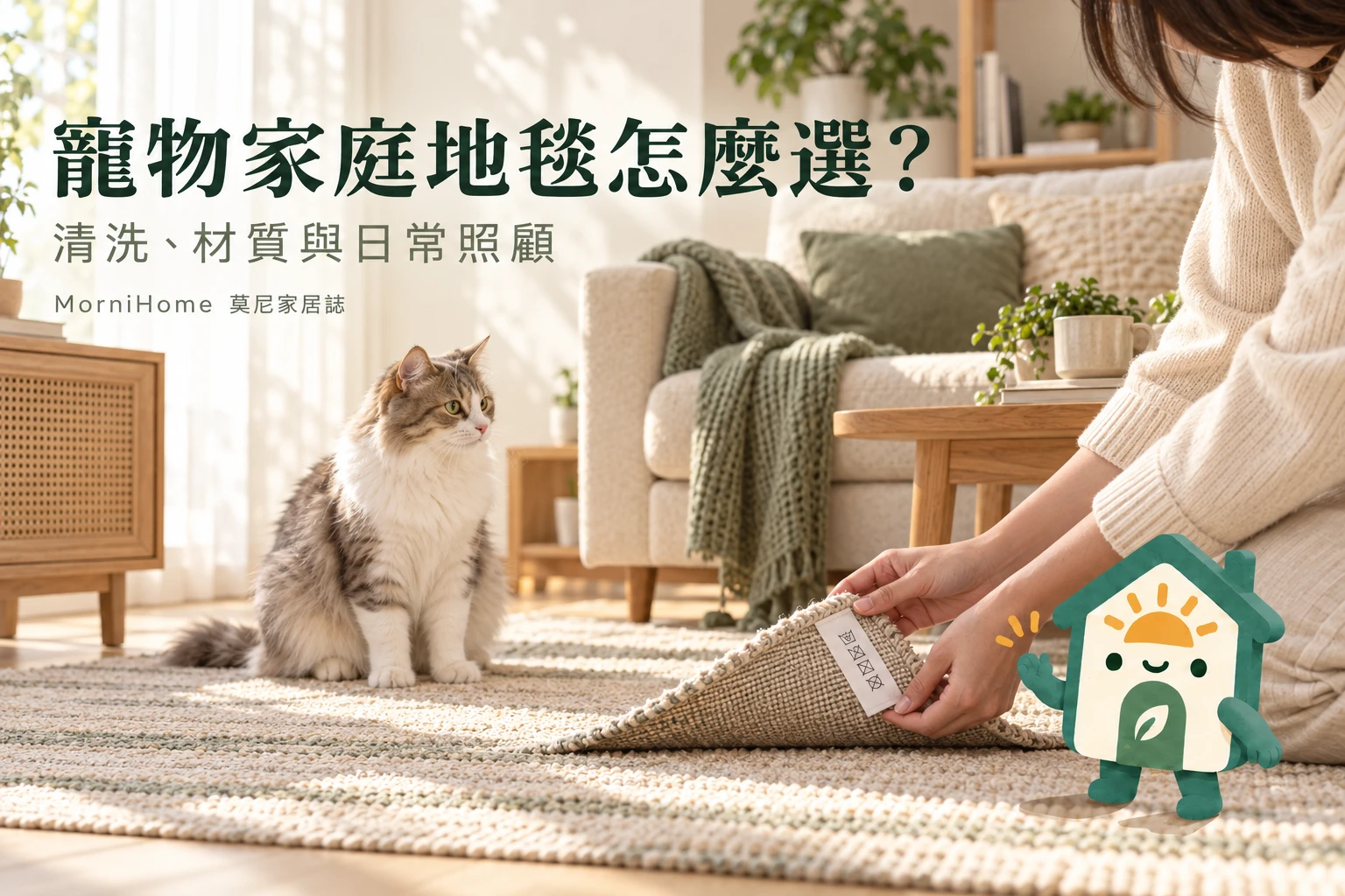 寵物家庭地毯怎麼選?:清洗、材質與日常照顧,攝影風格情境示意