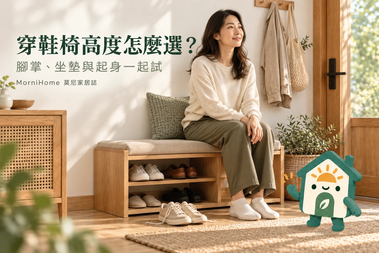 穿鞋椅高度怎麼選？：腳掌、坐墊與起身一起試，攝影風格情境示意